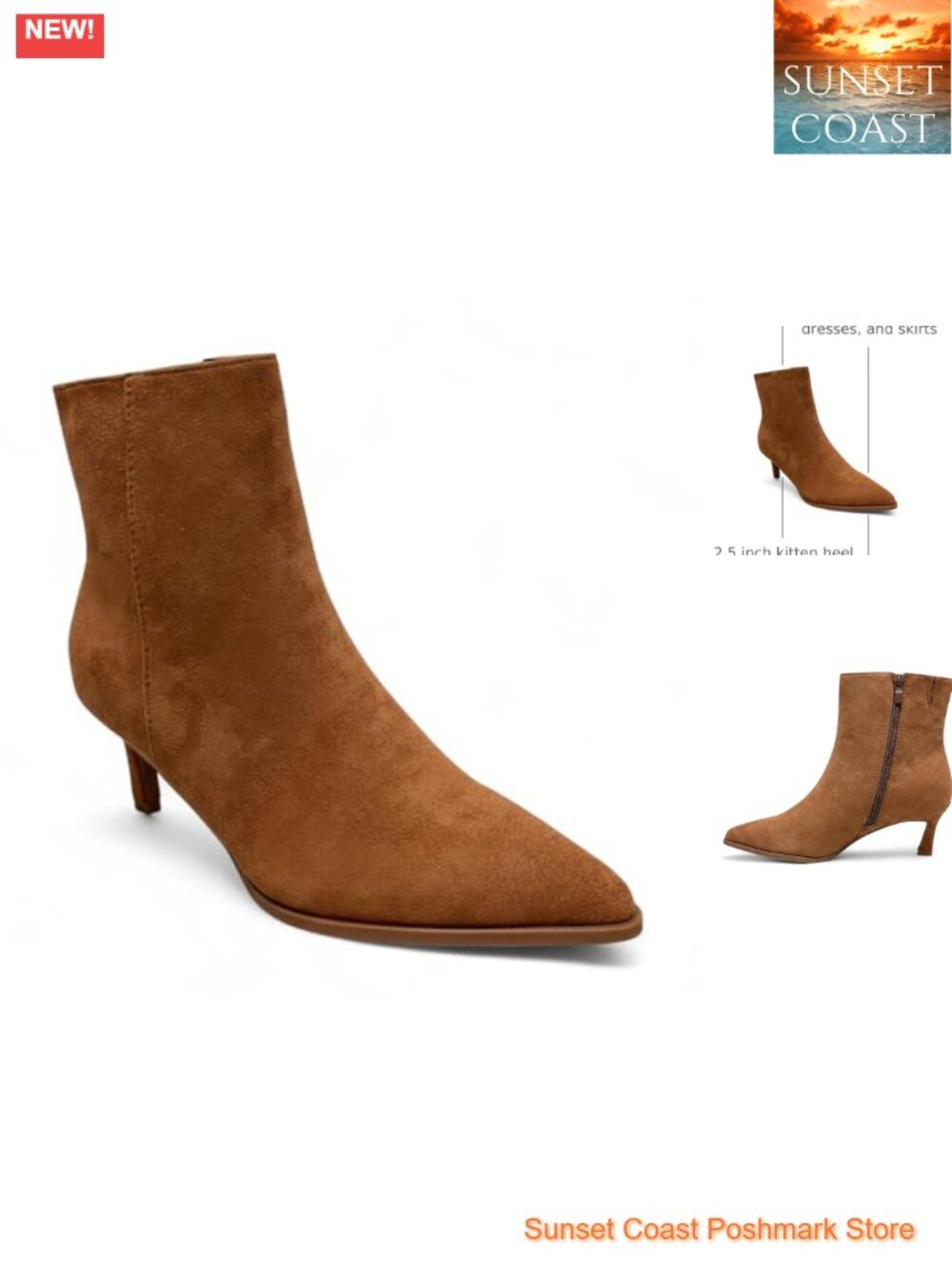 Kitten Heel Ankle Booties Pointed Toe Side Zipper